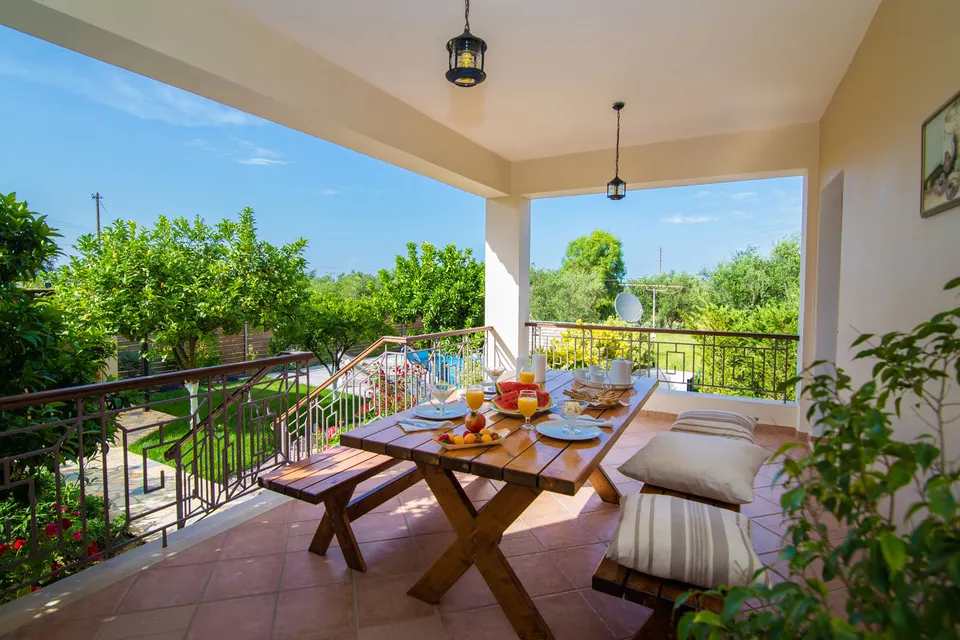 Villa balcony with countryside view